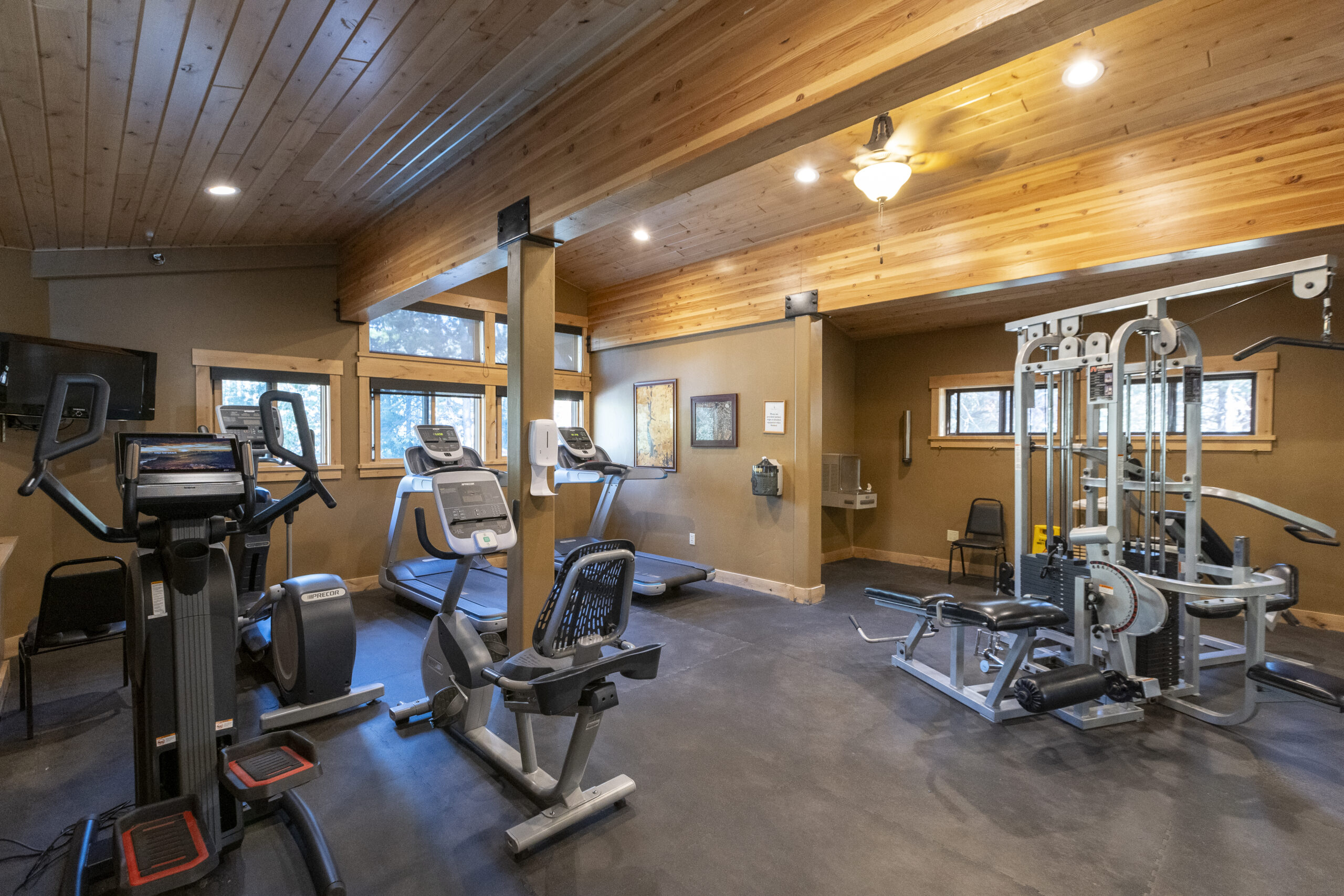 gym with various machines