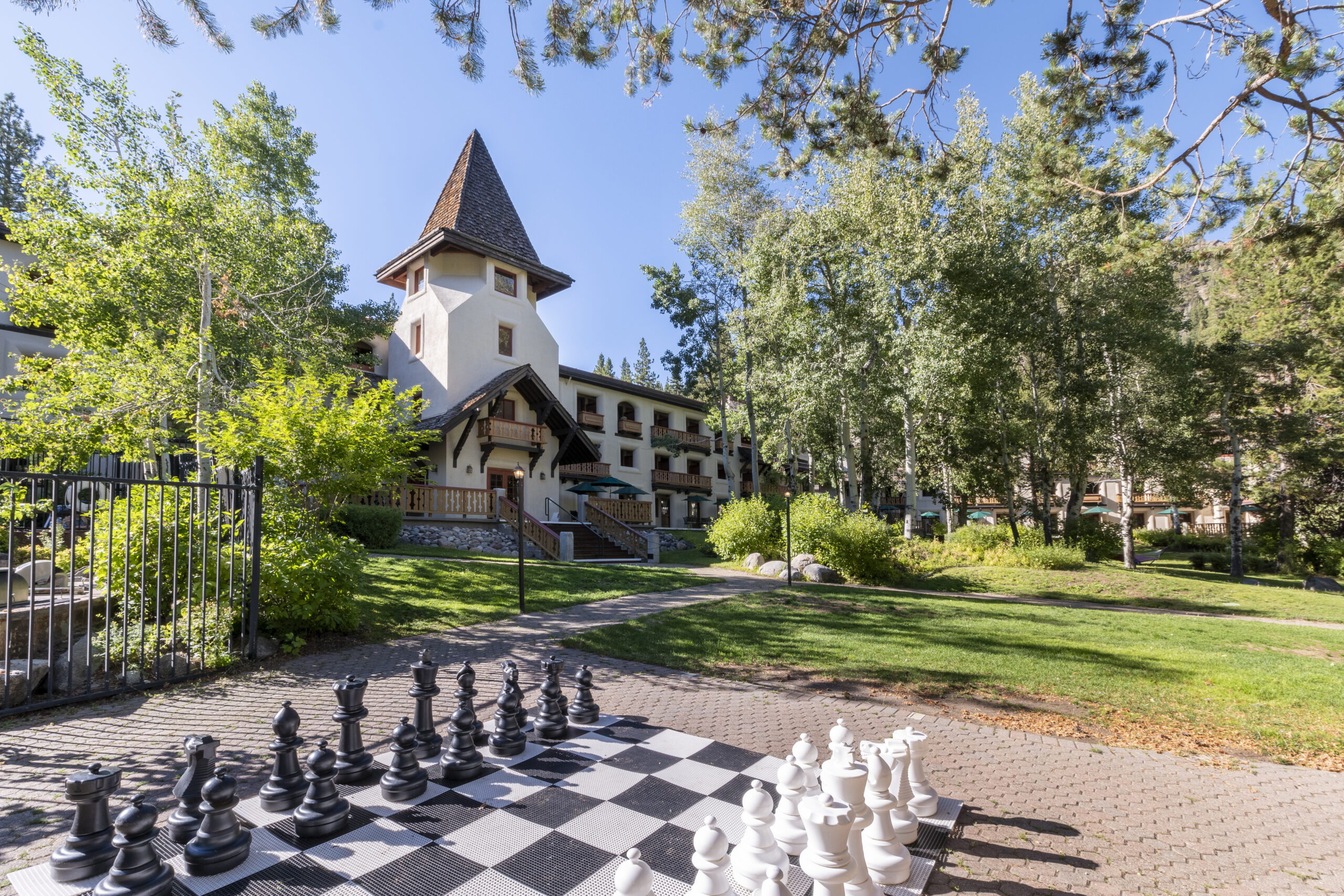 Olympic Village Inn Summer Exterior outdoor chess board